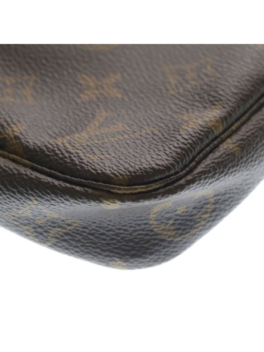 ★SOLD★ Louis Vuitton Pochette Monogram Leather Pouch Handbag Gold Brown - Picture 5 of 6